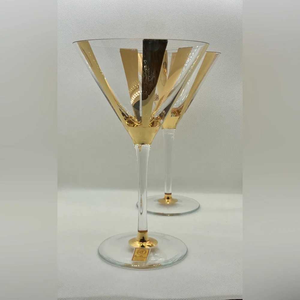 MCM Royal Danube crystal Gold and Clear Martini Glasses - Picture 2 of 9